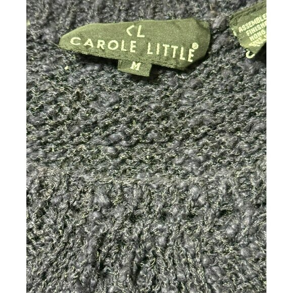 NWT Carole Little Hand Knit Navy Blue Sweater M Medium Cotton/Ramie/Rayon Blend - Picture 9 of 10